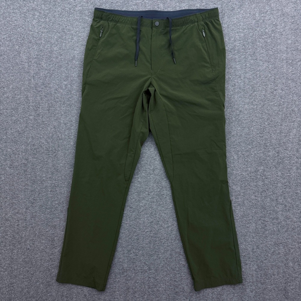 Paskho Mens XL Green Travel Pants Stretch Jogger Drawstring Zip Pocket P1007